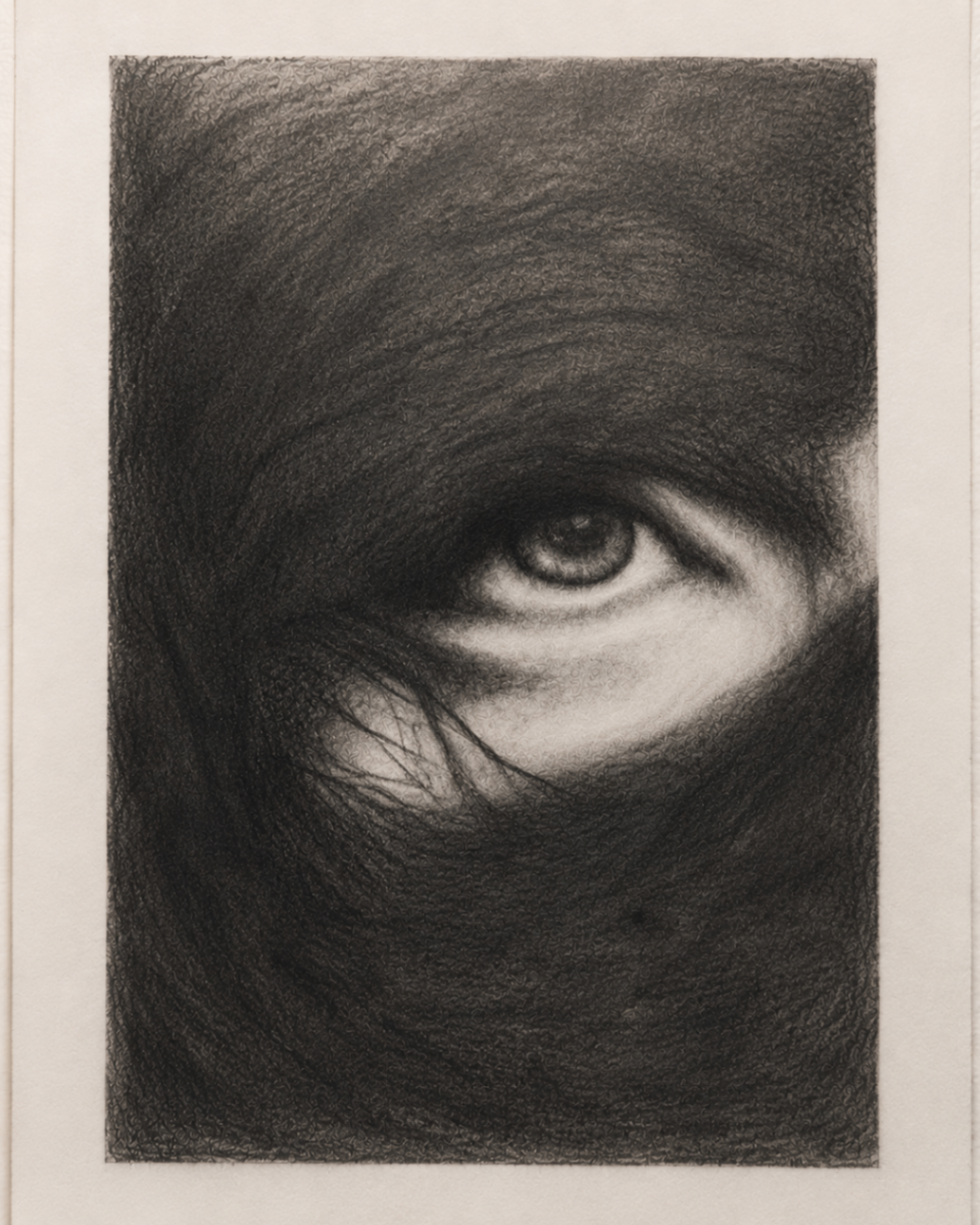 Accustomed to the Dark graphite artwork